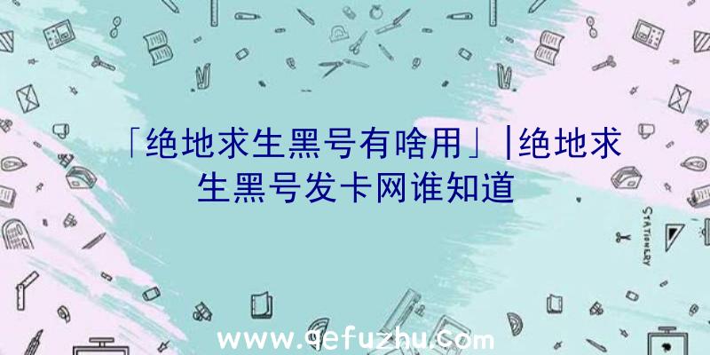 「绝地求生黑号有啥用」|绝地求生黑号发卡网谁知道